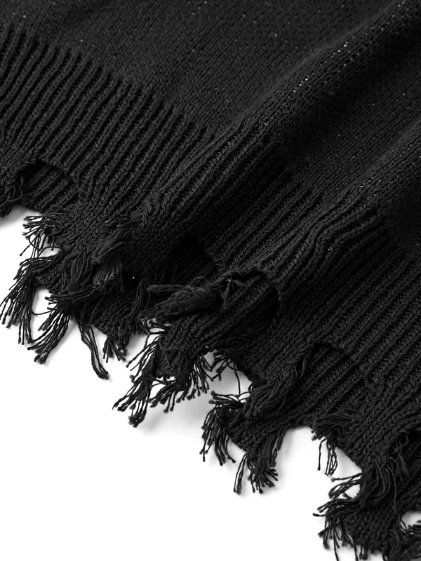 Men's Letter Print Stitching Decor Tassel Hem Sweater-4