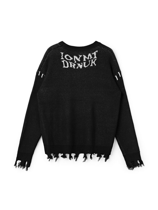 Men's Letter Print Stitching Decor Tassel Hem Sweater-2
