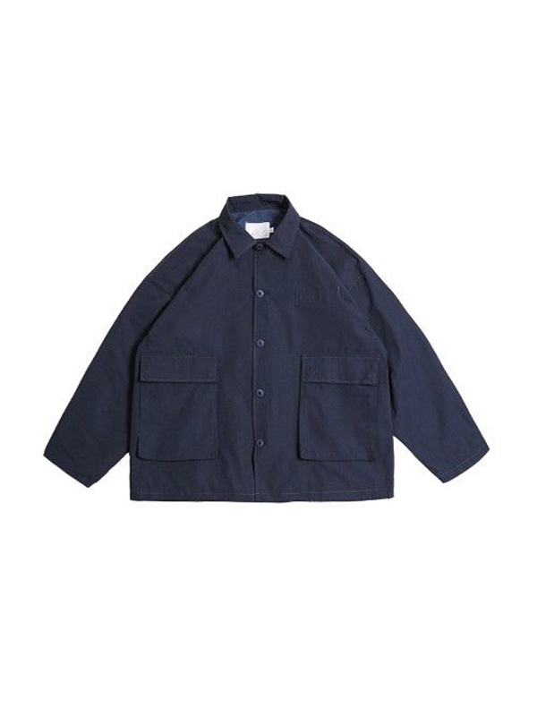 Men's Versatile Solid Color Lapel Neck Big Pocket Jacket-3