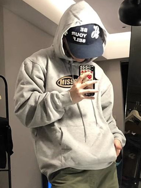 Men's Hip Pop Letter Print Oversized Hoodie-2