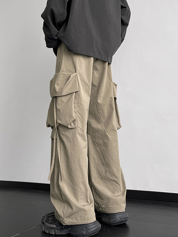 Men's Multi Pocket Drawstring Cargo Pants-1