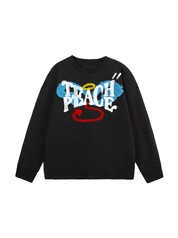 Men's Street Fleece Butterfly Graffiti Print Sweatshirt-2