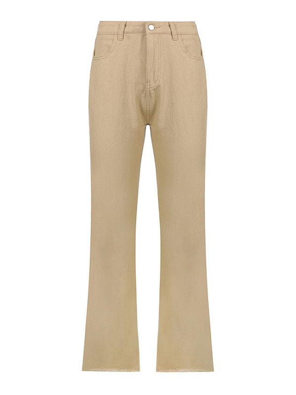 High Waisted Solid Flare Jeans-6
