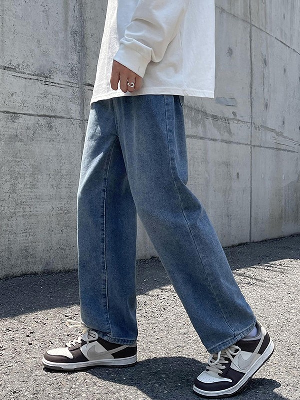 Men's Basic Wash Straight Leg Jeans-3