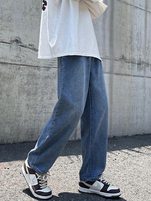 Men's Basic Wash Straight Leg Jeans-1