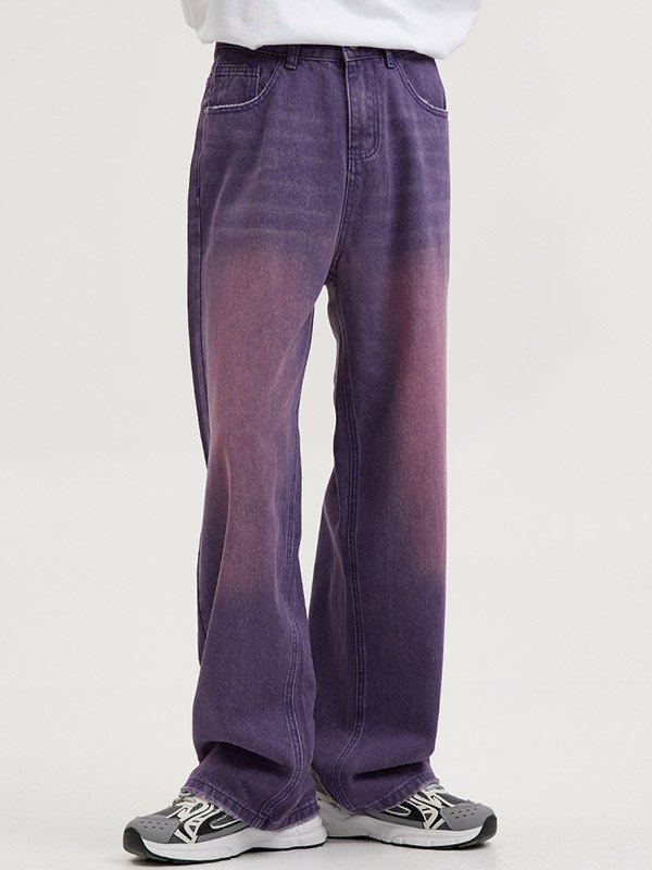 Men's Vintage Faded Denim Loose Jeans-2