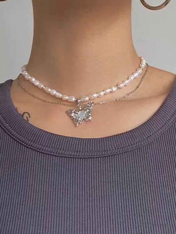 Moonlight Butterfly Freshwater Pearl Necklace-1