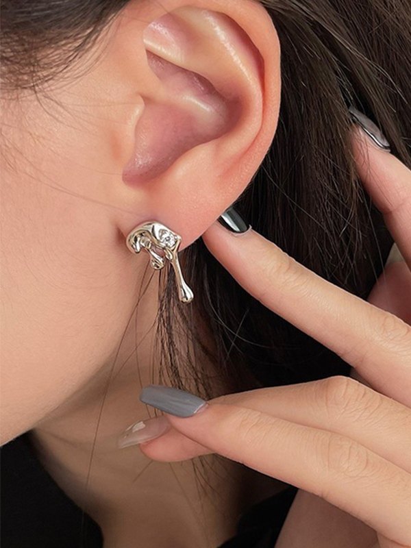 Lava Diamond Zirconia Stud Earring-5