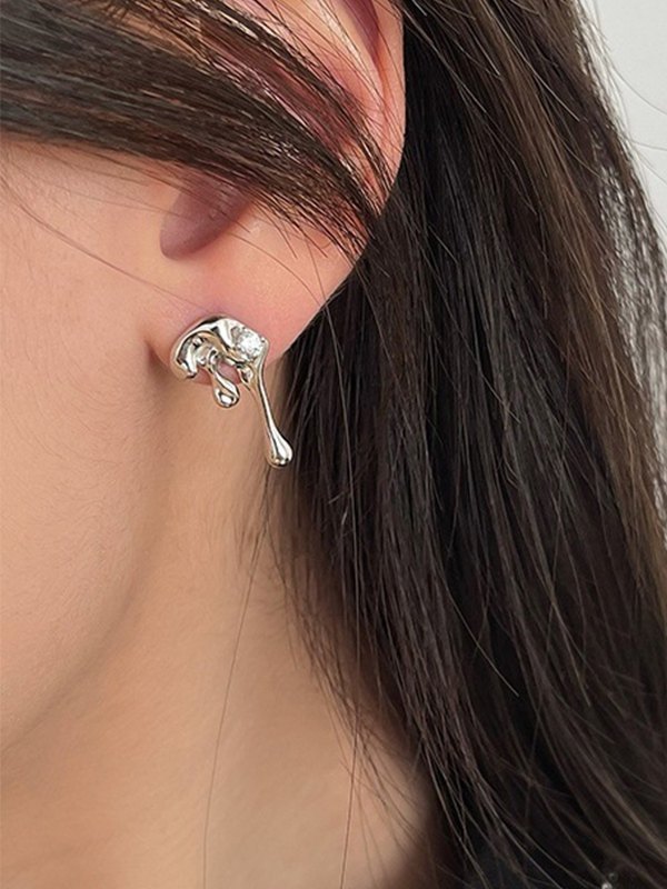 Lava Diamond Zirconia Stud Earring-4