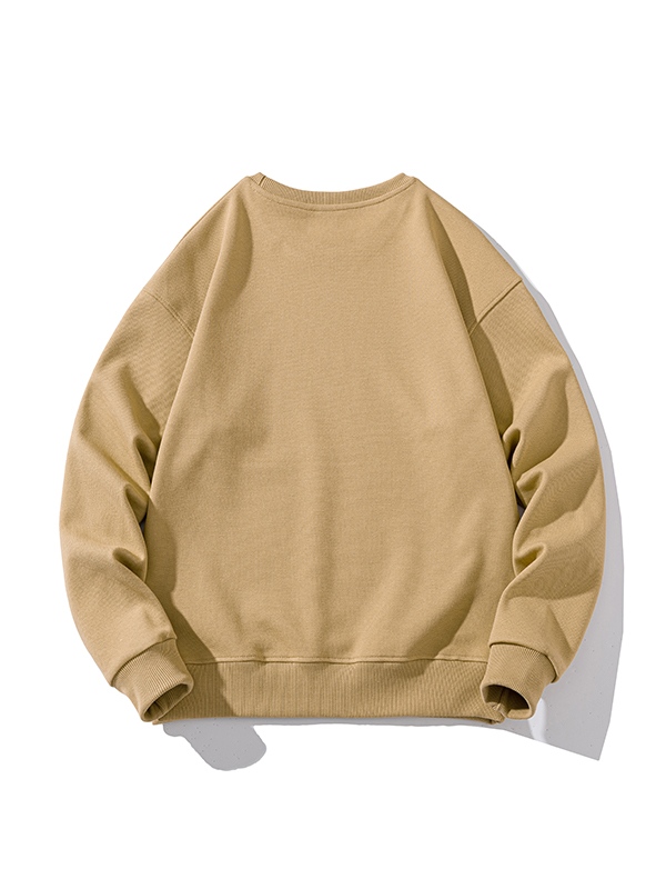 Men’s Solid Color Pure Cotton Crew Neck Sweatshirt-1