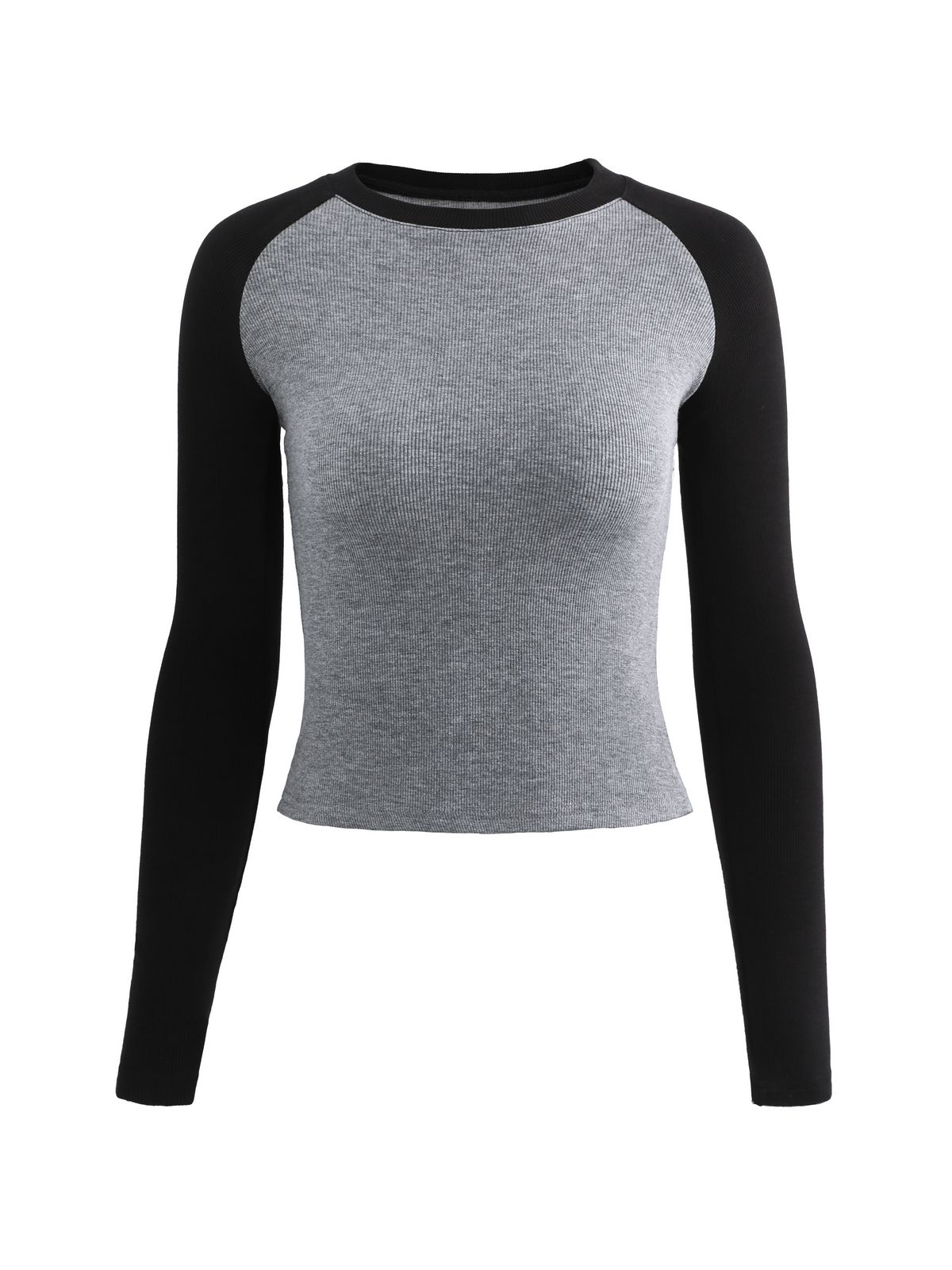 Raglan Sleeve Rib Crop Top-3