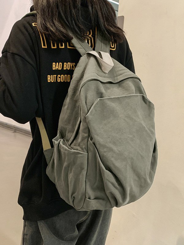 Vintage Wash College School Backpack-2