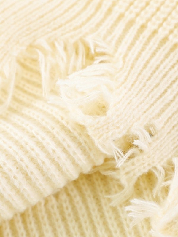 Men's Panel Distressed Cable Knit Sweater-4