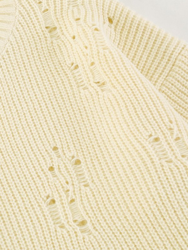 Men's Panel Distressed Cable Knit Sweater-3