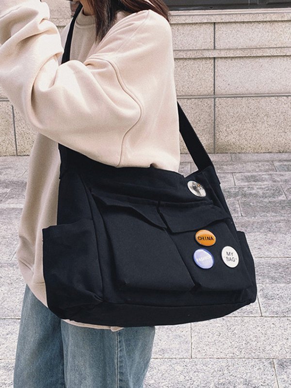 Badge Design Large Crossbody Bag-1