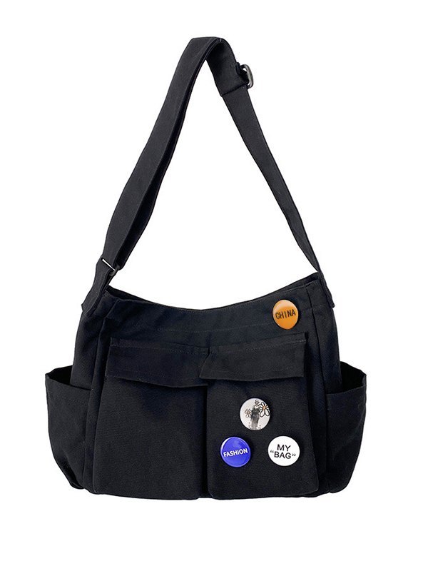 Badge Design Large Crossbody Bag-4