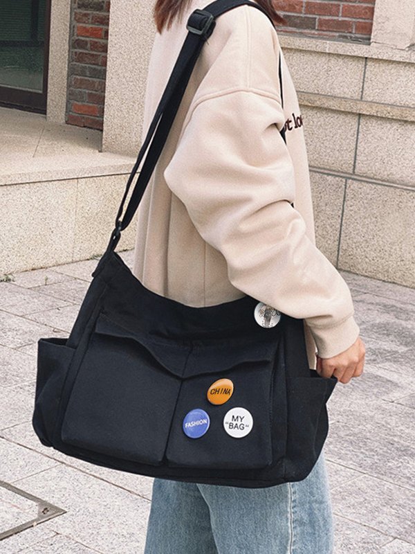 Badge Design Large Crossbody Bag-2