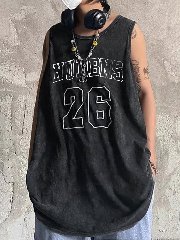 Men's Vintage Wash Black Graphic Vest-1
