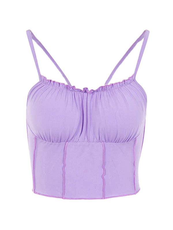 Solid Fungus Corset Slim Cami Top-1